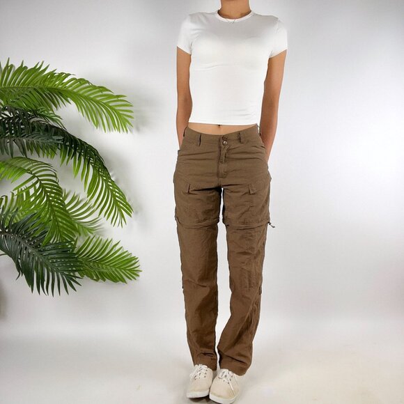 Vintage Y2K Brown Low Rise Gorpcore Granola Girl Convertible Cargo Pants / Small - Picture 3 of 6